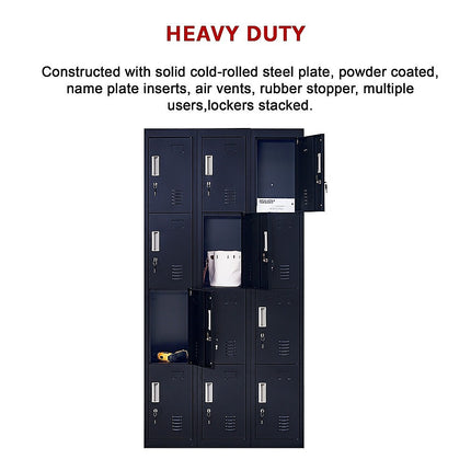 12-Door Locker for Office Gym Shed School Home Storage - Standard Lock with Keys.