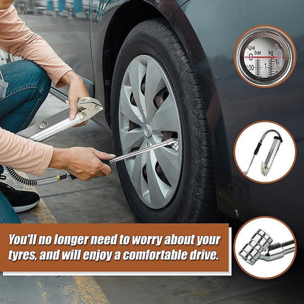 Professional Tyre Inflator with Gauge Air Line Pressure Tester Tyre Pump.