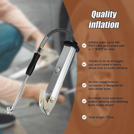 Professional Tyre Inflator with Gauge Air Line Pressure Tester Tyre Pump.