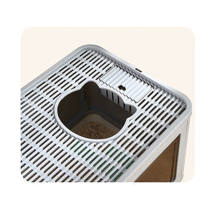 Jumbo Hooded Cat Litter Box Tray Pet Kitty Toilet for Large Cats w Hair Grooming.