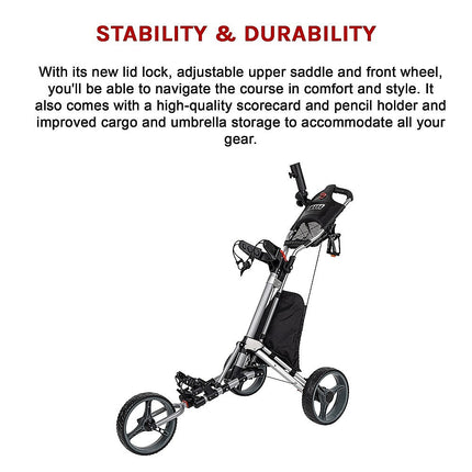 Golf Club Buggy Trolley Cart Compact Foldable 3 Wheel.