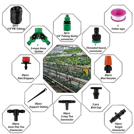 Drip Irrigation System Plant Self Garden Watering Hose Spray Kit.