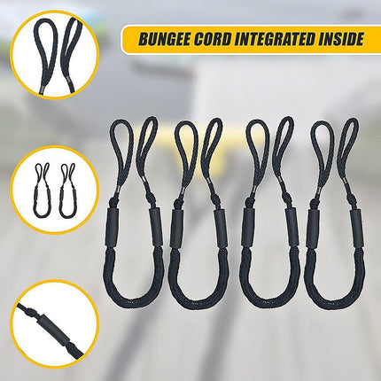4 Pack Marine Bungee Dock Line Boat Mooring Rope Anchor Cord Stretch.