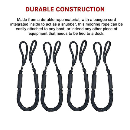 4 Pack Marine Bungee Dock Line Boat Mooring Rope Anchor Cord Stretch.
