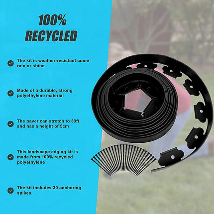 Landscape No Dig Lawn Garden Edging Kit 10m Flexible Durable Border Paver.