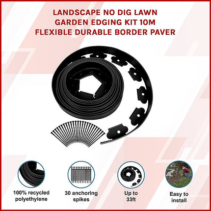 Landscape No Dig Lawn Garden Edging Kit 10m Flexible Durable Border Paver.