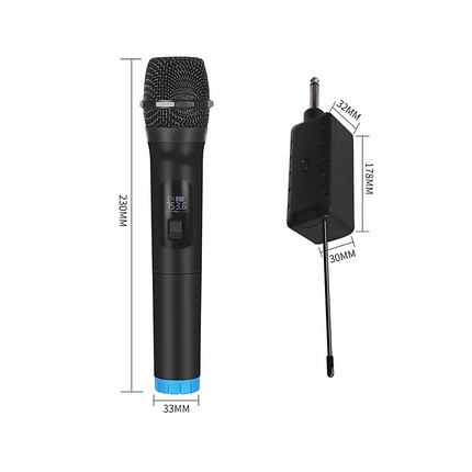 2 x Wireless Microphone Handheld Cordless Professional Mic Karaoke Receiver.