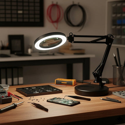 10X Magnifying Glass Desk Light Magnifier LED Lamp Reading Lamp With Base.
