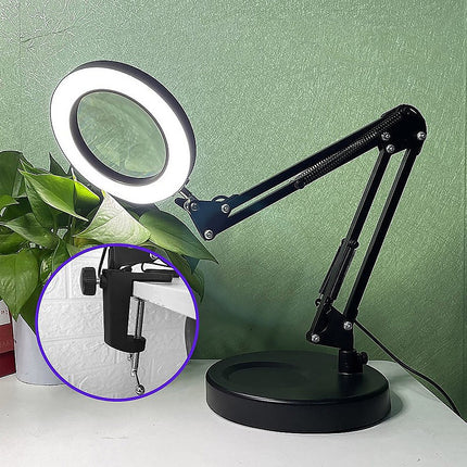 10X Magnifying Glass Desk Light Magnifier LED Lamp Reading Lamp With Base.