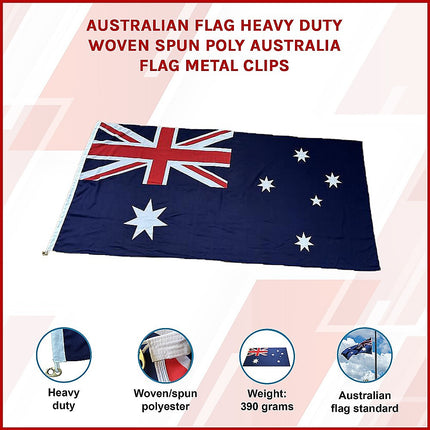 Australian Flag Heavy Duty Woven Spun Poly Australia Flag Metal Clips.