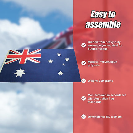 Australian Flag Heavy Duty Woven Spun Poly Australia Flag Metal Clips.