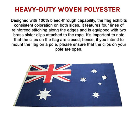 Australian Flag Heavy Duty Woven Spun Poly Australia Flag Metal Clips.
