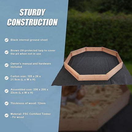 Kids Sand Pit Large Octagonal Wooden Sandpit.