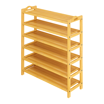 6 Layers Natural Wood Bamboo Shelf Entryway Storage Shoe Rack Home Furniture.