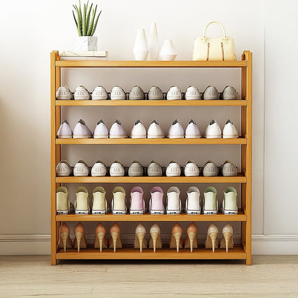 6 Layers Natural Wood Bamboo Shelf Entryway Storage Shoe Rack Home Furniture.