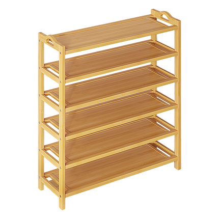 6 Layers Natural Wood Bamboo Shelf Entryway Storage Shoe Rack Home Furniture.