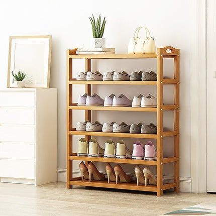 6 Layers Natural Wood Bamboo Shelf Entryway Storage Shoe Rack Home Furniture.