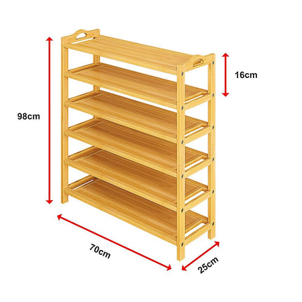 6 Layers Natural Wood Bamboo Shelf Entryway Storage Shoe Rack Home Furniture.