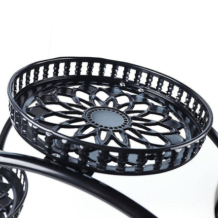4 Layer 6 Pots Flower Holder Plant Stand Shelf 4-Wheel Free Moving Rack.