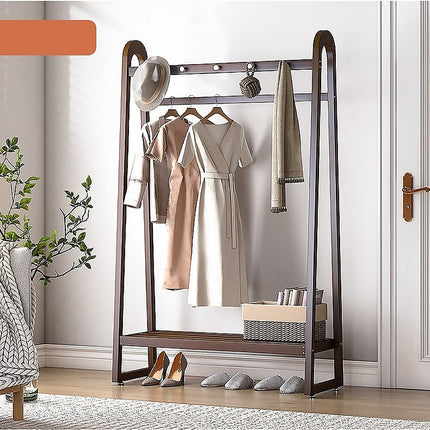 Dark Wood 160x100cm Clothes Rack Slim Stylish Space Saving.
