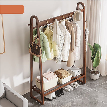 Dark Wood 160x100cm Clothes Rack Slim Stylish Space Saving.