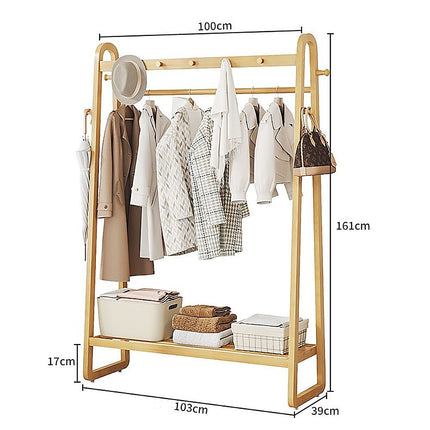 Wood 160x100cm Clothes Rack Slim Stylish Space Saving.