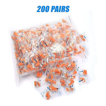Foam Ear Plugs Disposable 200 Pairs Noise Cancelling Plane Sleep Snoring.