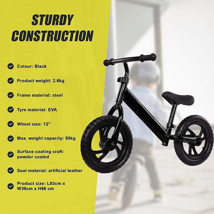 Kids Ride On Push Bike Balance Bicycle with Training Wheels for Toddlers.