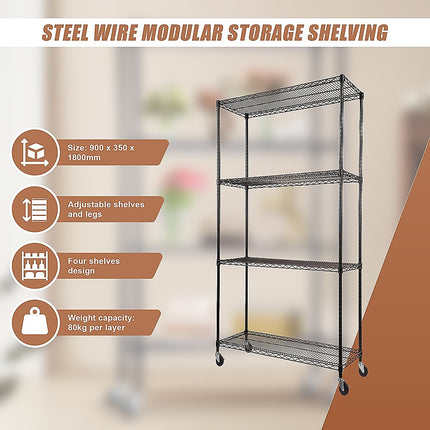 Modular Wire Storage Shelf 900 x 350 x 1800mm Steel Shelving.