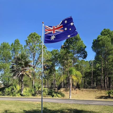 9.1m Flag Pole Kit Telescopic Heavy Duty 16 Gauge Aluminium with Flag.