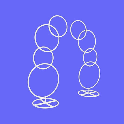 2pcs Round Wedding Arch Backdrop Rings Loops Flower Balloon Lawn Row Stand.