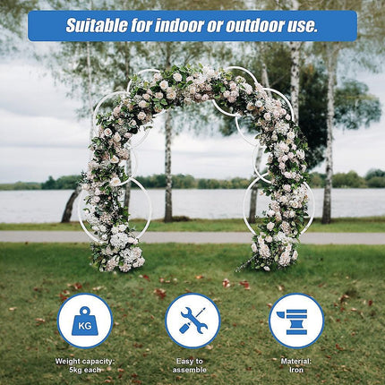 2pcs Round Wedding Arch Backdrop Rings Loops Flower Balloon Lawn Row Stand.