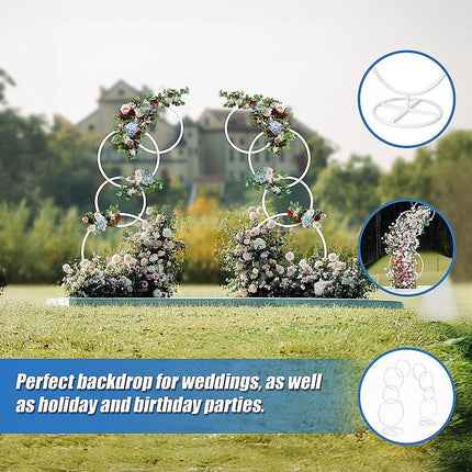 2pcs Round Wedding Arch Backdrop Rings Loops Flower Balloon Lawn Row Stand.
