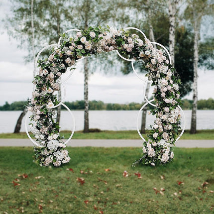 2pcs Round Wedding Arch Backdrop Rings Loops Flower Balloon Lawn Row Stand.