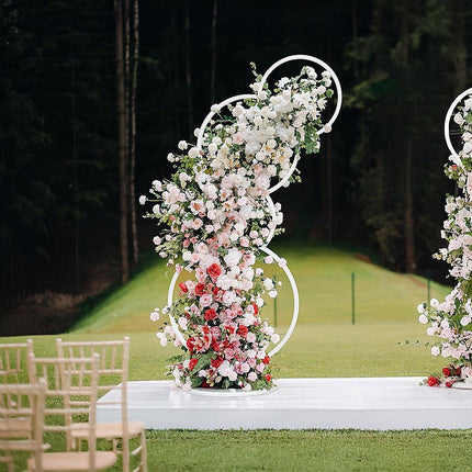 2pcs Round Wedding Arch Backdrop Rings Loops Flower Balloon Lawn Row Stand.