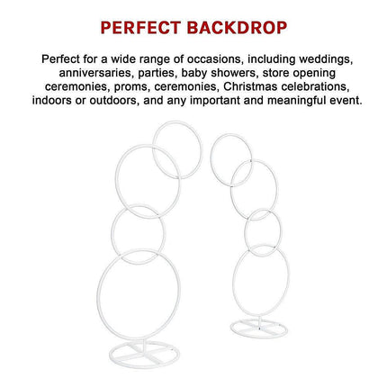 2pcs Round Wedding Arch Backdrop Rings Loops Flower Balloon Lawn Row Stand.