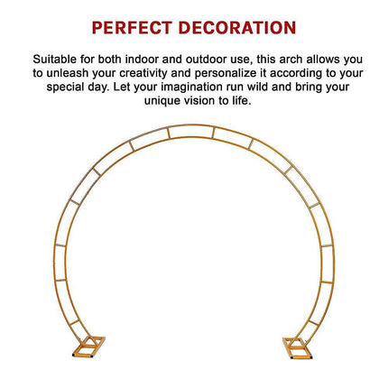 260cm Gold Metal Wedding Arch Round Balloon Birthday Party.