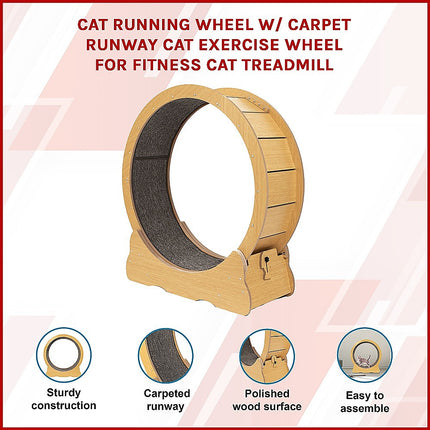Cat Running Wheel w/ Carpet Runway Cat Exercise Wheel for Fitness Cat Treadmill.