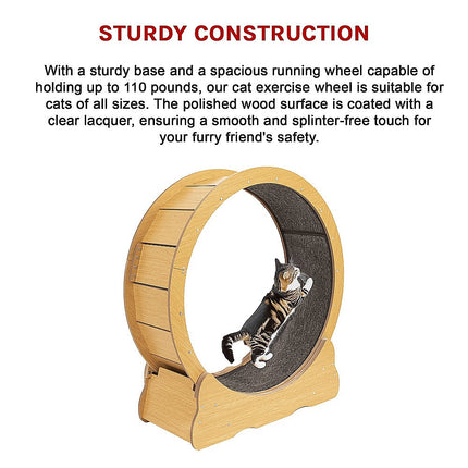 Cat Running Wheel w/ Carpet Runway Cat Exercise Wheel for Fitness Cat Treadmill.