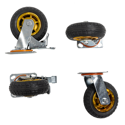 Castor Wheels 4 x 6" 150mm Swivel Silent Caster 2 Brakes 800KG.