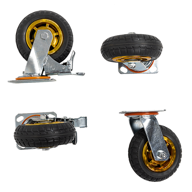 Castor Wheels 4 x 6" 150mm Swivel Silent Caster 2 Brakes 800KG.