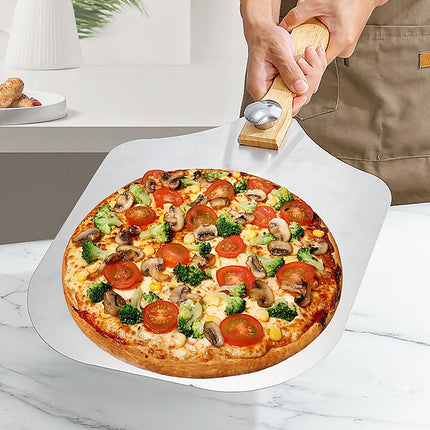 Metal Pizza Peel with Foldable Wood Handle.