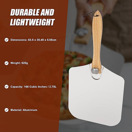 Metal Pizza Peel with Foldable Wood Handle.