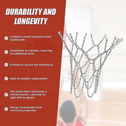 Heavy Duty Metal Pro Basketball Net Highly Durable Chain.