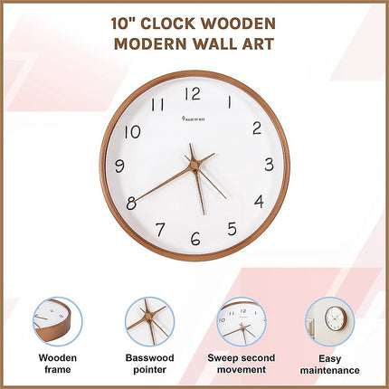 10" Clock Wooden Modern Wall Art.
