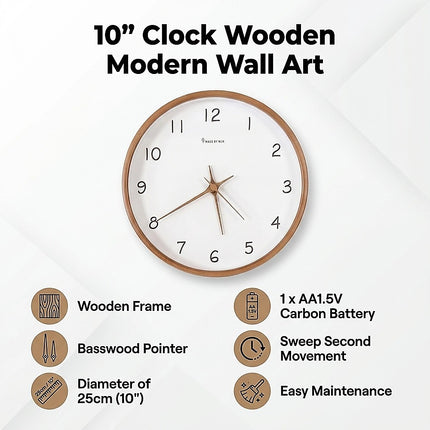 10" Clock Wooden Modern Wall Art.