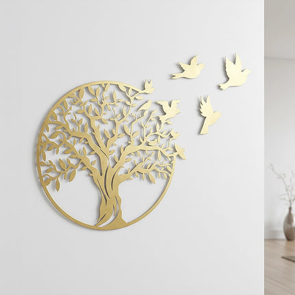 Metal Tree of Life Wall Art 7 Flying Birds Wall Sculpture.