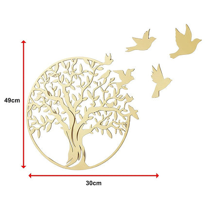 Metal Tree of Life Wall Art 7 Flying Birds Wall Sculpture.