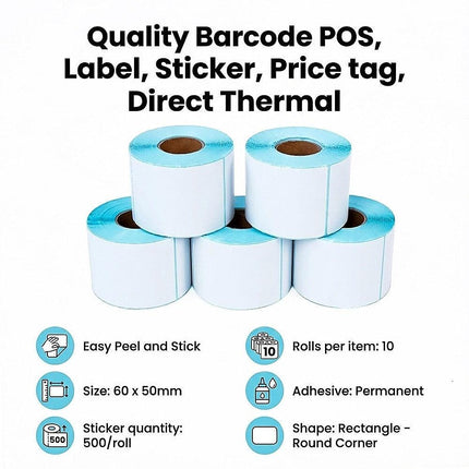 All Sizes Premium Quality Barcode POS, Label, Sticker, Price tag, Direct Thermal.