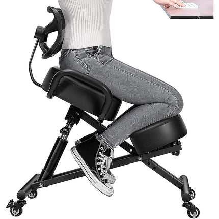 Ergonomic Kneeling Posture Chair with Backrest Adjustable Height and Casters.